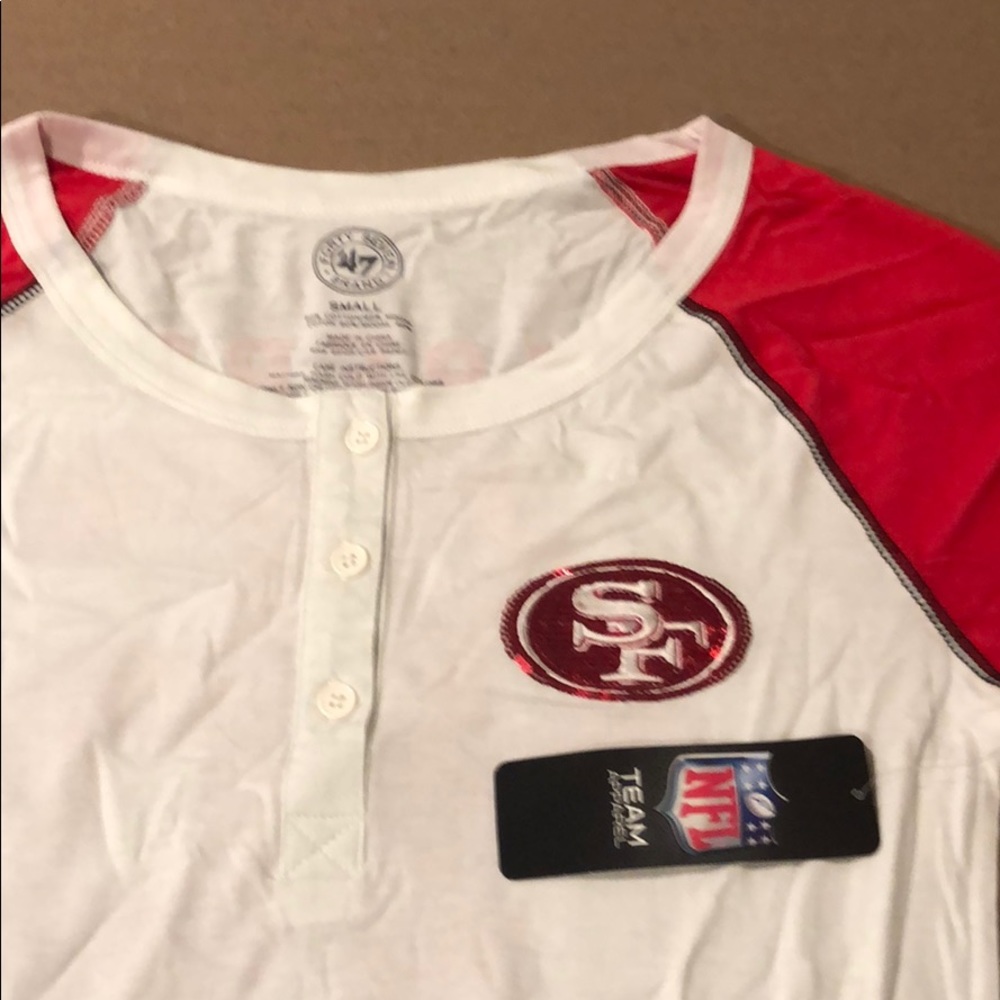 San Francisco 49ers sequin emblem 3/4 sleeve tee